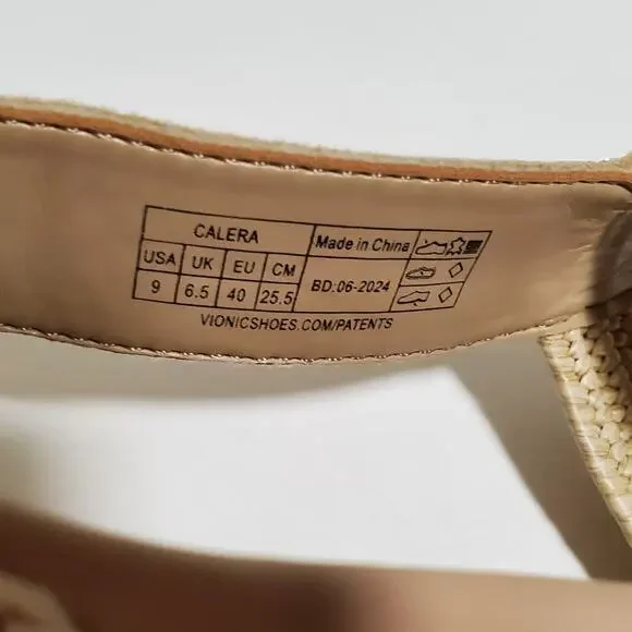 Vionic Calera Platform Sandals Womens 9 Gold Leather Espadrille Ankle Strap 2.5" - Picture 11 of 16